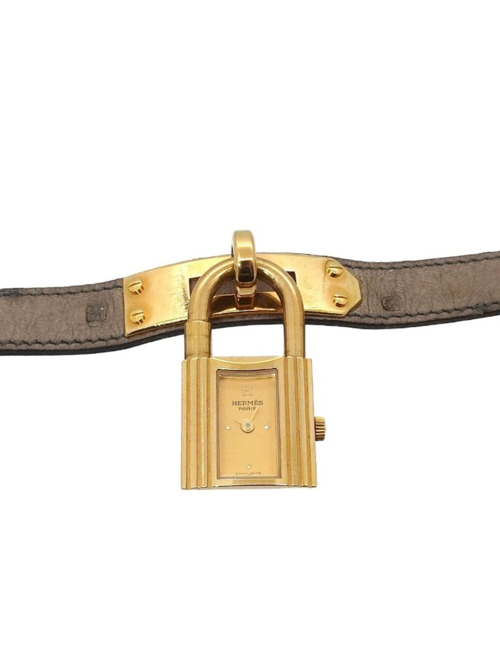 Hermes Kelly Watch Vintage Gold Brown Quartz